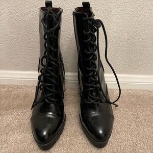 Black Lace up booties